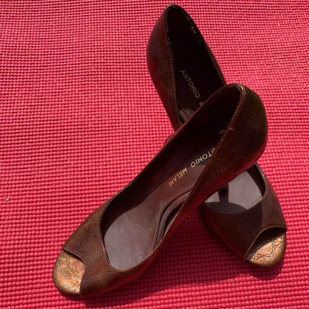 Brown Peep Toe Heels